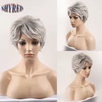 Short Curly Boy Silver Gray Wig Synthetic With Bangs Cosplay Anime Daily Wear Wigs For Men Heat Resistant Fake Hair Halloween