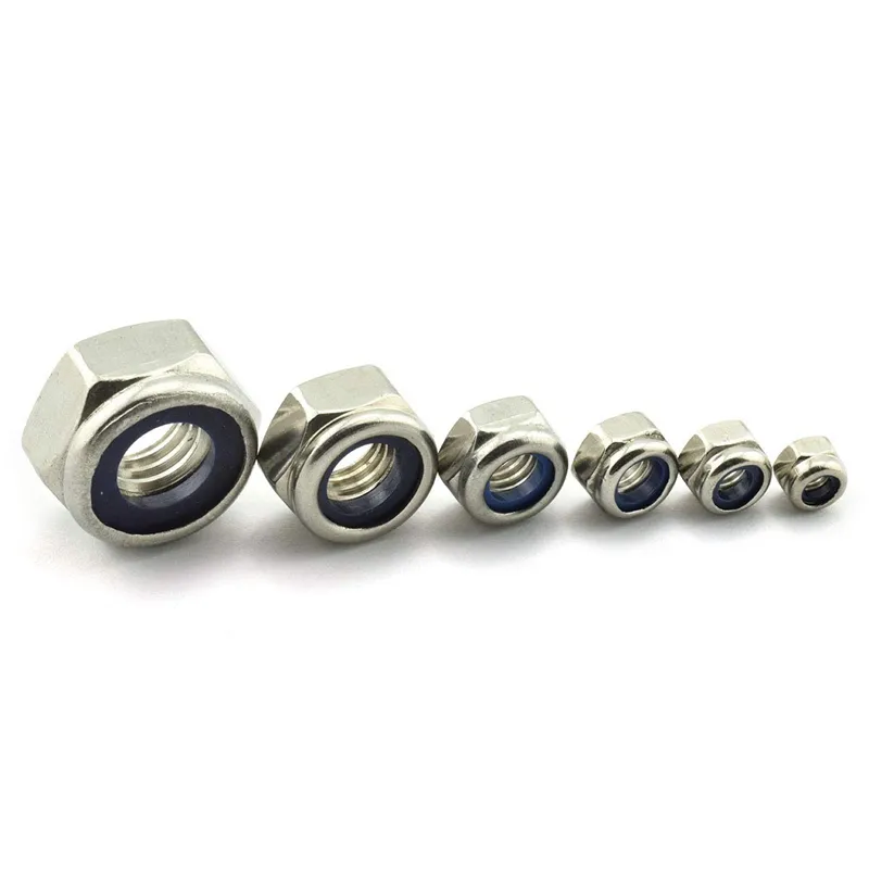 M10 304 Stainless Steel Self-Lock Nylon Inserted Hex Lock Nuts