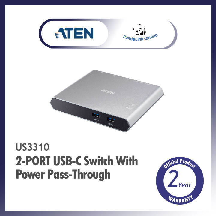 Aten Us3310 2 Port Usb C Gen 1 Dock Switch With Power Pass Through Lazada