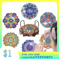 GATYZTORY 6pc/sets Diamond Painting Coasters with Holder Mandala Diamond Art Coasters DIY Crafts for Adults Diamond Diy Gift