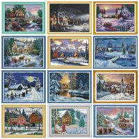 【CC】 HUACAN Scenery Needlework Sets Kits Canvas Embroidery 11ct 14CT