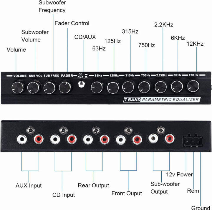 facmogu-7-band-car-audio-equalizer-adjustable-7-bands-eq-car-amplifier-graphic-equalizer-with-cd-aux-input-select-switch-front-rear-sub-output-for-boat-rv-rtv-motorcycle-car-stereo-tone-control