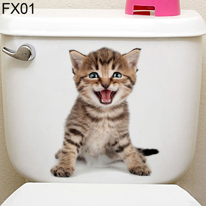 สติ๊กเกอร์ห้องน้ำสุนัข3d-แมวหนูแฮมสเตอร์สติกเกอร์ตกแต่งติดผนังน่ารักสำหรับห้องน้ำห้องนอน