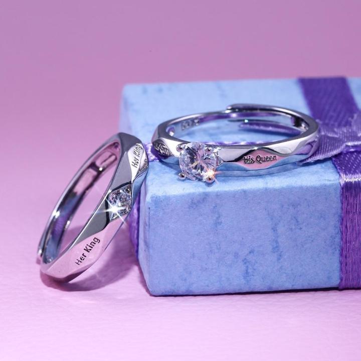 her-kingแหวนคู่แฟชั่นhis-queen-แหวนสแตนเลสสตีลสำหรับเป็นของขวัญวันวาเลนไทน์