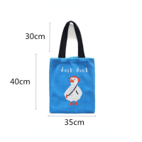 Women Cartoon Blue Duck Top-handle Tote Bag Female Winter Vintage Anime Knitting Cute Stylish Handbag Large Capacity Shopper Bag