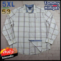 Tommy Hilfiger®แท้ อก 53 ไซส์ 5XL เสื้อเชิ้ตผู้ชาย ทอมมี่ ฮิลฟิกเกอร์ สีขาว เสื้อแขนยาว เสื้อใส่เที่ยวใส่ทำงาน