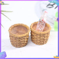 ? JCTTTY ? 2PC 1/12 MINI dollhouse หวายกรอบ HAND-woven vegetable Food Storage Basket