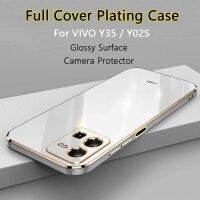 Y77 Y22 VIVO Y35 Y02S,บางเฉียบปกป้องทุกส่วนเคสมือถือชุบโลหะพื้นผิวมันวาวด้านหลังเป็น TPU แบบนิ่มและหุ้มตัวปกป้องกล้องถ่ายรูป