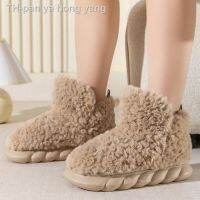 pan ya hong yang Chinelos peludos quentes para mulheres botas altas EVA Grossa curta ภายใน ศาลาเดเอสตาร์ คาซาล คาซา อินเวอร์โน เปเล่ 4 ซม.