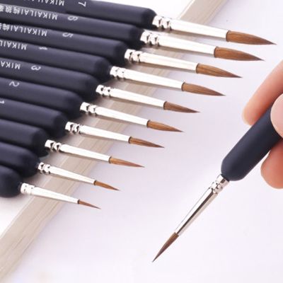 MIKAILAN Wolf Hair Paint Brush Fine Hand-painted Hook Line Pen Round Tip Miniature Brush For Drawing Gouache Oil Painting Brush