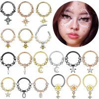 1PCS Moon Planet Septum Hoop Clicker Dangle Nose Ring Star Helix Hoop Earring Cartilage Jewelry Nose Ring Hoop Septum Piercing