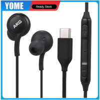 YOME หูฟัง AKG ของแท้100% หูฟังมีสาย Type-C 3.5มม. เบสสเตอริโอพร้อมไมโครโฟนสำหรับ Samsung Galaxy