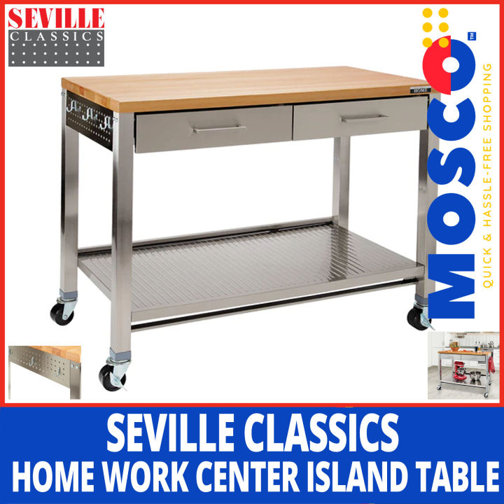 Seville Classics Home Workcenter Island (Kitchen Cart), 48 W x 24 D x  37.5 H