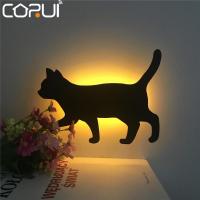 CORUI LED Cat Sensor Night Light Sound Control Wall Lamp Projection Light For Kids Bedroom Home Decoration Bedside Living Room Night Lights