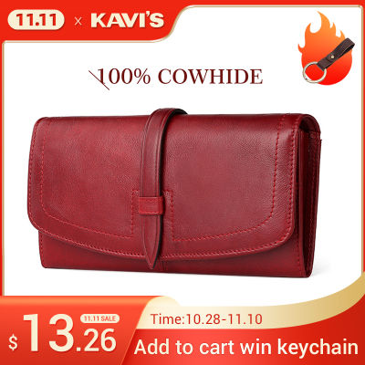 KAVIS Rfid Fashion Women Wallets Genuine Leather Zipper Wallet Womens Long Design Purse New Female Long Clutch Lady Walet Perse