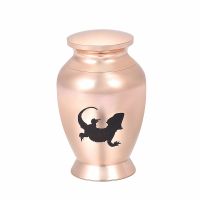 สแตนเลสสตีลความสูง73มม. เครา Dragon Funeral Ashes Keepsake Urns,Animal Symbol Mini Cremation Urns(Rose)