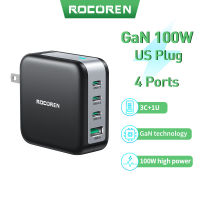 [อแดปเตอร์ชาร์จ]Rocoren PD 100W GaN Charger USB Type C 4-Ports Adapter Fast Charger Compatible with Pro 14 Pro Max Samsung Galaxy S2383006