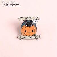 Happy Halloween Enamel Pin Pumpkin Elf Ghost Black Cat Witches Jewelry Magic Hat Wizard Brooches Badges Lapel pins