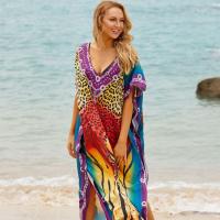 ชุดเดรสแม็กซี่ปกคลุมชายหาด Kaftan ชุดฤดูร้อนขนาดพิเศษชุดว่ายน้ำสตรียาว Sarong Tunic Playa