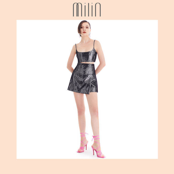 milin-spagetthi-strap-sequin-corset-style-crop-top-เสื้อครอปสายเดี่ยวรัดรูปสไตล์-คอเซ็ต-calima-top