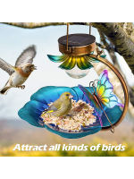 Iron Solar LED Bird Feeder Garden Hanging Feeder Cracked Ball Bird Feeder