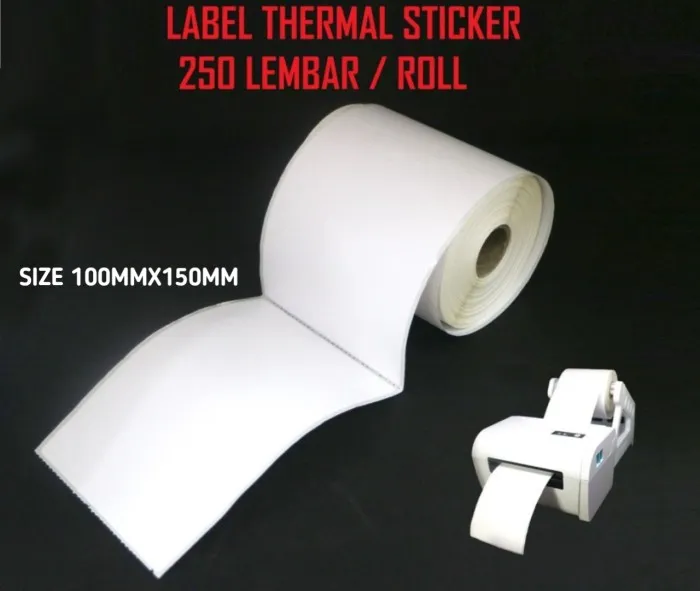 Kertas Thermal 100x150mm 250 Lembar Label Stiker Thermal Ukuran A6