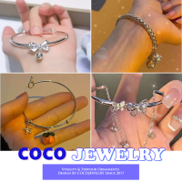 COCOJEWELRY S925เงินโบว์ระฆังคู่ลูกพลับจี้สร้อยข้อมือแสงเครื่องประดับหรูหราผู้หญิง