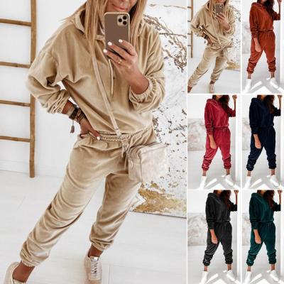 Hoodies Suit Winter Spring Solid Casual Tracksuit Women Tracksuit 2 Pieces Set Sports Sweatshirts Pullover Sweatpants Wholesale