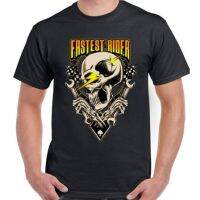 Motorcycle t-Shirt Fastest Knight Skull Lightning Print Classic logo Cotton Short t Mens Short-Sleeved Round Neck Casual Short t Fashionable All-Match Unisex Tee