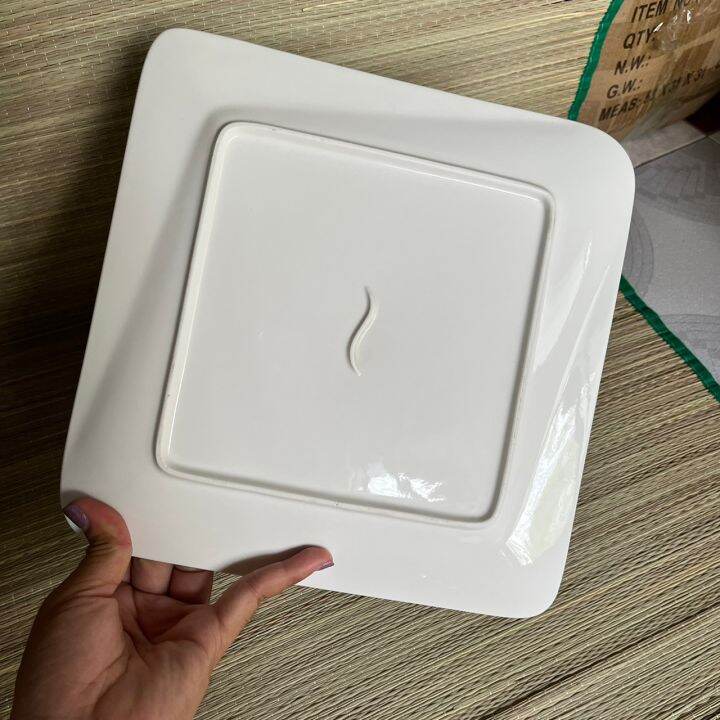 จานเซรามิก-ceramic-plates-จานเหลี่ยม-จานแบน-จานข้าว-จานสวยๆ-จานราคาถูก-จานยกโหล-จานชามราคาส่ง-ขนาด-10-นิ้ว