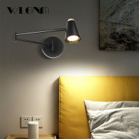 Modern Black Wall Lamps Adjustable LED With GU10 Bulb Wall Sconces Bedroom Bedside Light For Home Decor Long Arm Reading Lamps