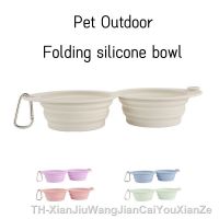 Foldable Dog Bowl Silicone Double Bowl Puppy Food Container Healthy Safety Pet Travel Drinking Bowl for Dogs Cat Feeder Dish