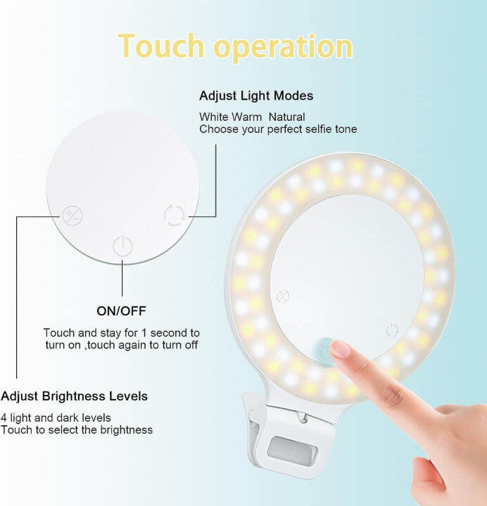 tomanwai-selfie-ring-light-clip-on-ring-light-touch-control-rechargeable-800mah-60-led-circle-light-with-3-light-modes-for-iphone-android-smart-phone-laptop-photography-camera-video-recording-vlog-tik