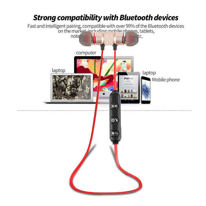 100-ของแท้-หูฟังบลูทูธ-หูฟังออกกำลังกาย-มีแม่เหล็ก-magnet-sports-in-ear-bluetooth-เสียงดี-เบสตึบ