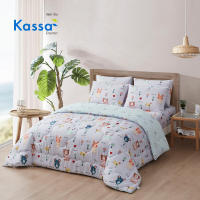 ชุดเซตผ้าปูผ้านวม Beary KASSA HOME รุ่น ELKD635 ขนาด 3.5 ฟุต (ชุด 4 ชิ้น) สีขาว - ฟ้า -- EU 26 --