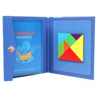 Children Wooden Magnetic Tangram  Educational Book Kids Toys Puzzle Travel Game   IQ Book Brain Teaser Wooden Toys