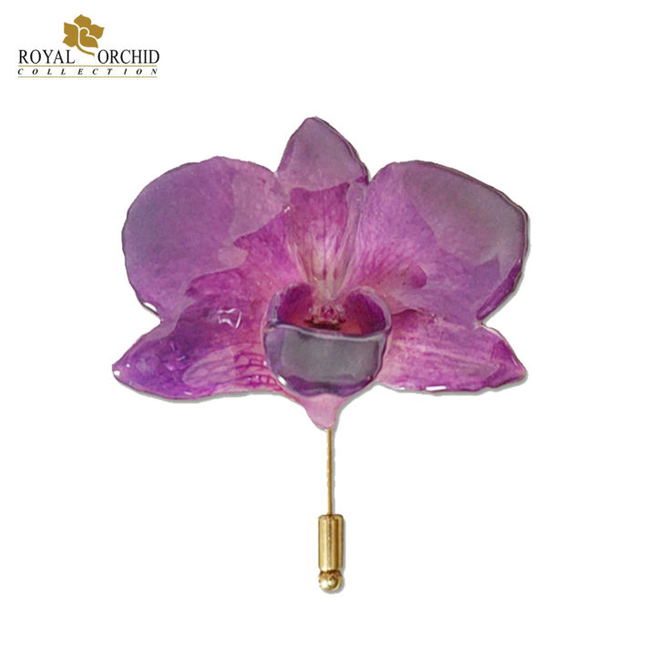 royal-orchid-เข็มกลัดดอกกล้วยไม้ของจริง-สีม่วง