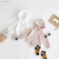 ❉ 2023 Korean Summer Toddler Baby Girl Coat Long Sleeve Muslin Thin Hooded Jacket Solid Sun-protection Coat 2 Colors Available