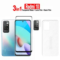 3in1สำหรับ10C Xiaomi Redmi ฟิล์มกระจกเทมเปอร์และ Redmi 10 12C A1 Note 10 11 12 Pro Plus 5G S ปกป้องหน้าจอ + ฟิล์มเลนส์กล้อง + ฟิล์มด้านหลัง