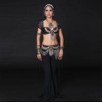 【YD】 belly dance hand beaded bra set classic gypsy performance copper coin costume