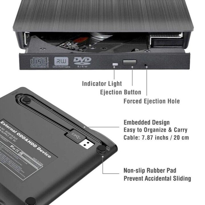 ไดรฟ์ดีวีดี-dvd-rom-แบบพกพา-portable-external-dvd-rom-ไดรฟ์ภายนอก-dvd-rom-แบบพกพา-น้ำหนักเบา-รองรับ-usb2-0-ดีวีดีรอมไดรฟ์-ไม่ต้องลงโปรแกรม-รุ่น-dvd-writer-external