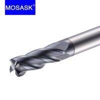 MOSASK 1PCS 4 ขลุ่ย HRC45 3mm 2mm 4mm เครื่องมือปั้นทังสเตนคาร์ไบด์เหล็กกัดตัด End Mills