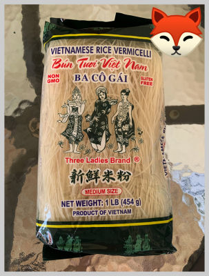 { THREE LADY } Vietnamese Rice Vermicelli Size 454 g.