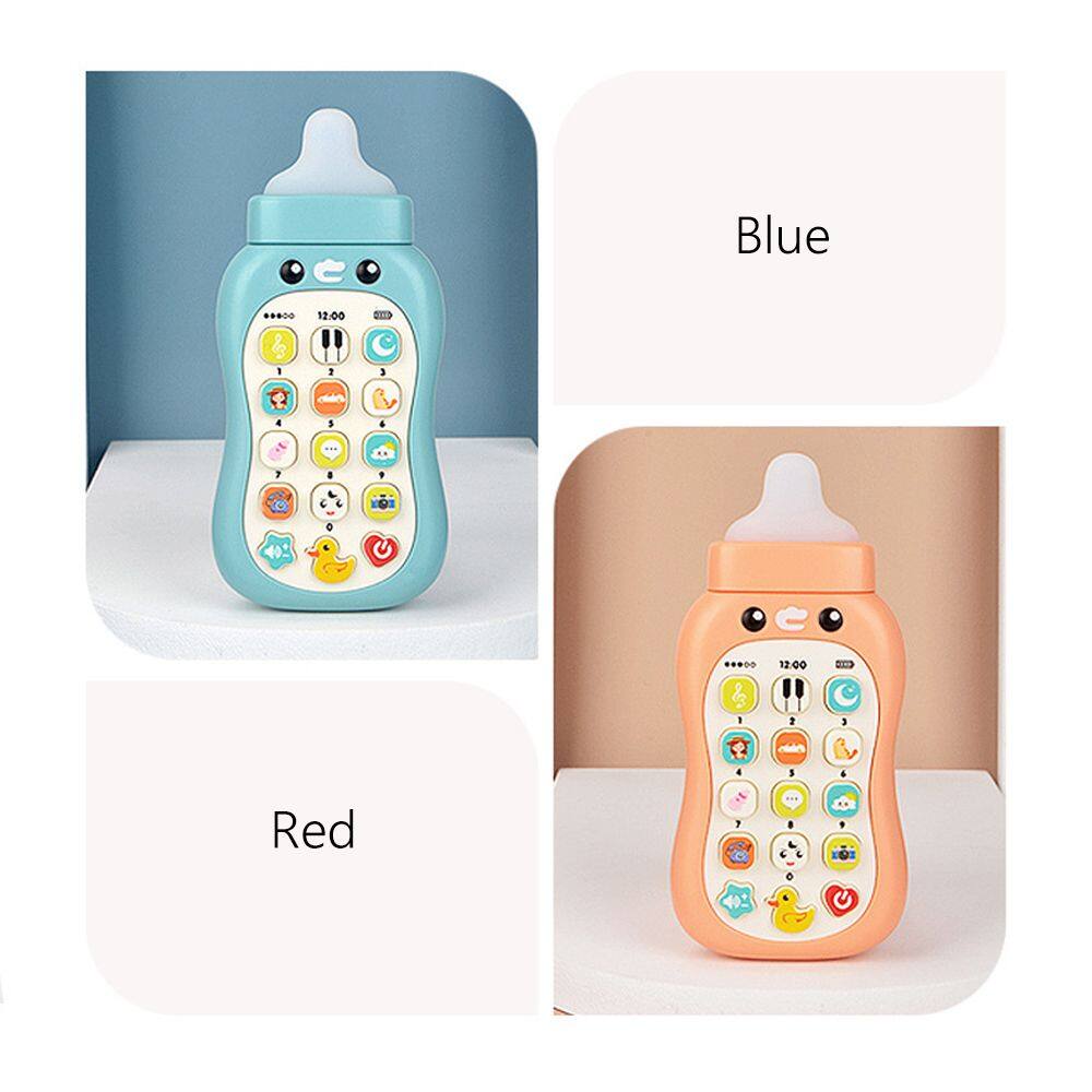 Intelligent Education Cell Phone Musical Simulation Bottom Toy Baby Nibble Pacific Teether Telephone Music Sound Machine For 1+Years Old with Lanyard