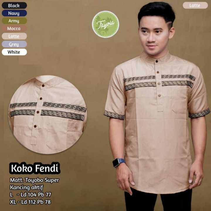 KOKO FENDI BAJU KOKO MUSLIM PRIA MODIS TERBARU BAHAN TOYOBO SUPER LD