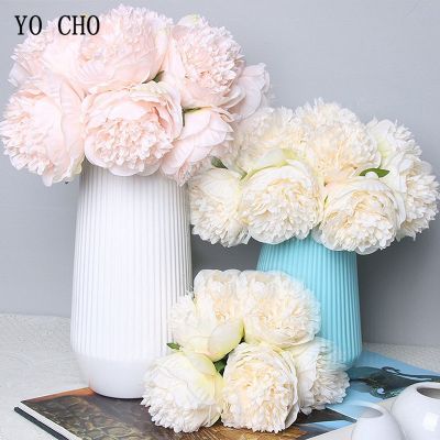 【CC】 YO CHO 5pc Big Artifcial Silk Wedding Bouquet Display Fake Pack Pink