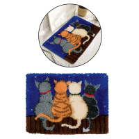 Embroidery Car Latch Hook kit Crochet Rug Making DIY Needlework Unfinished Crocheting Rug Yarn Cushion Cat Mat