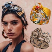 【YF】 New Floral Printing Elastic Bandana Wire Headband Knotted Scarf Vintage Turban Adjustable Multi Use Headdress Hair Accessories