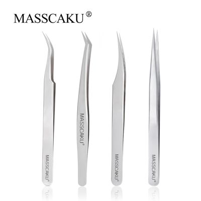 Wholesale Masscaku Straight Curved Premium Eyelashes Tweezers Anti-static Professional Eyelash Extensions Tweezers  Supplies Tweezers Razors