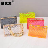 [BXX] Woman’s Luxury Designer New Acrylic Transparent Clutches Detachable Thick Chain Evening Bags Fashion Tide 2022 GF2345